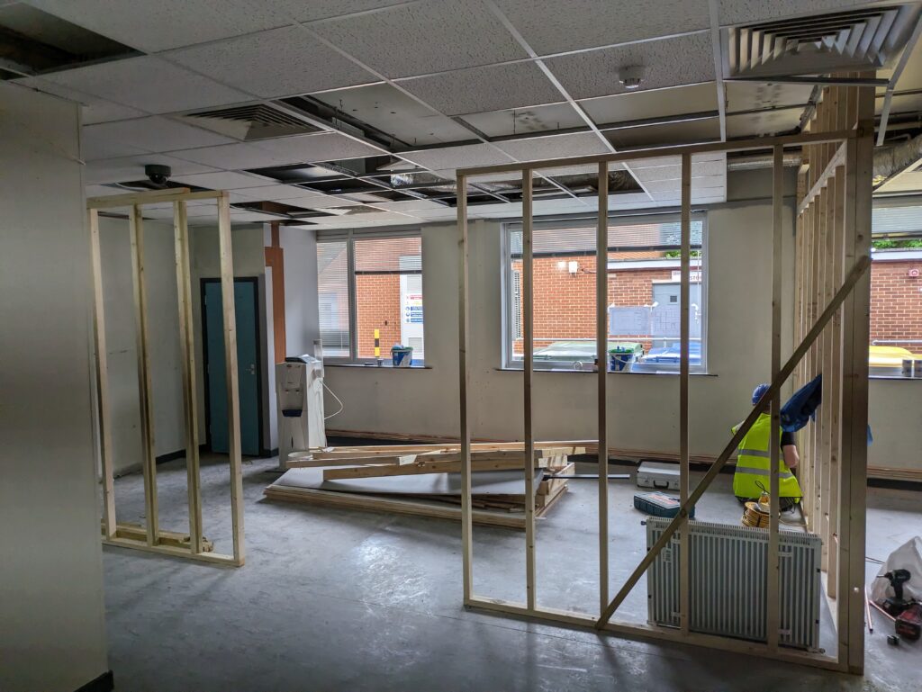 Image of the Nestlé Dalston office conversion with workmen